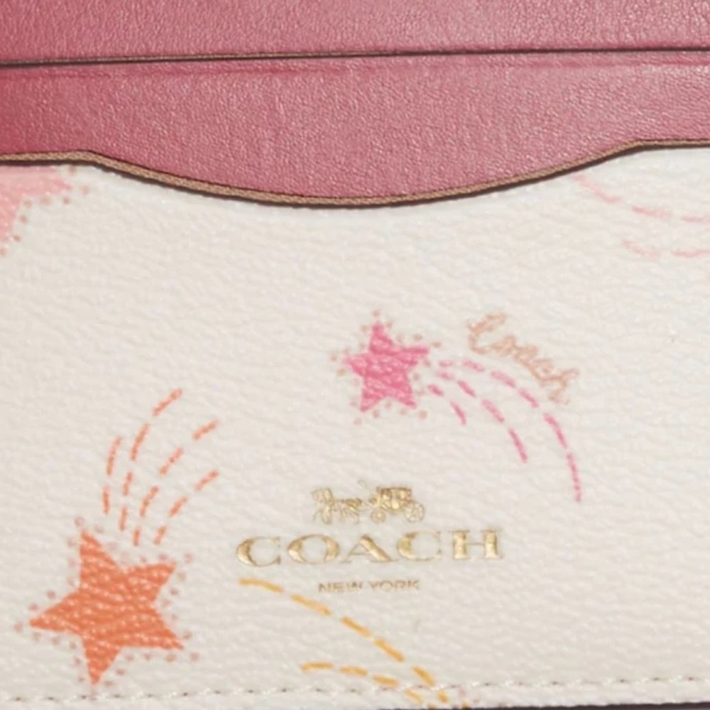 NWOT Coach Canvas Leather Shooting Stars Card Case Wallet MSRP $68 - Picture 3 of 8